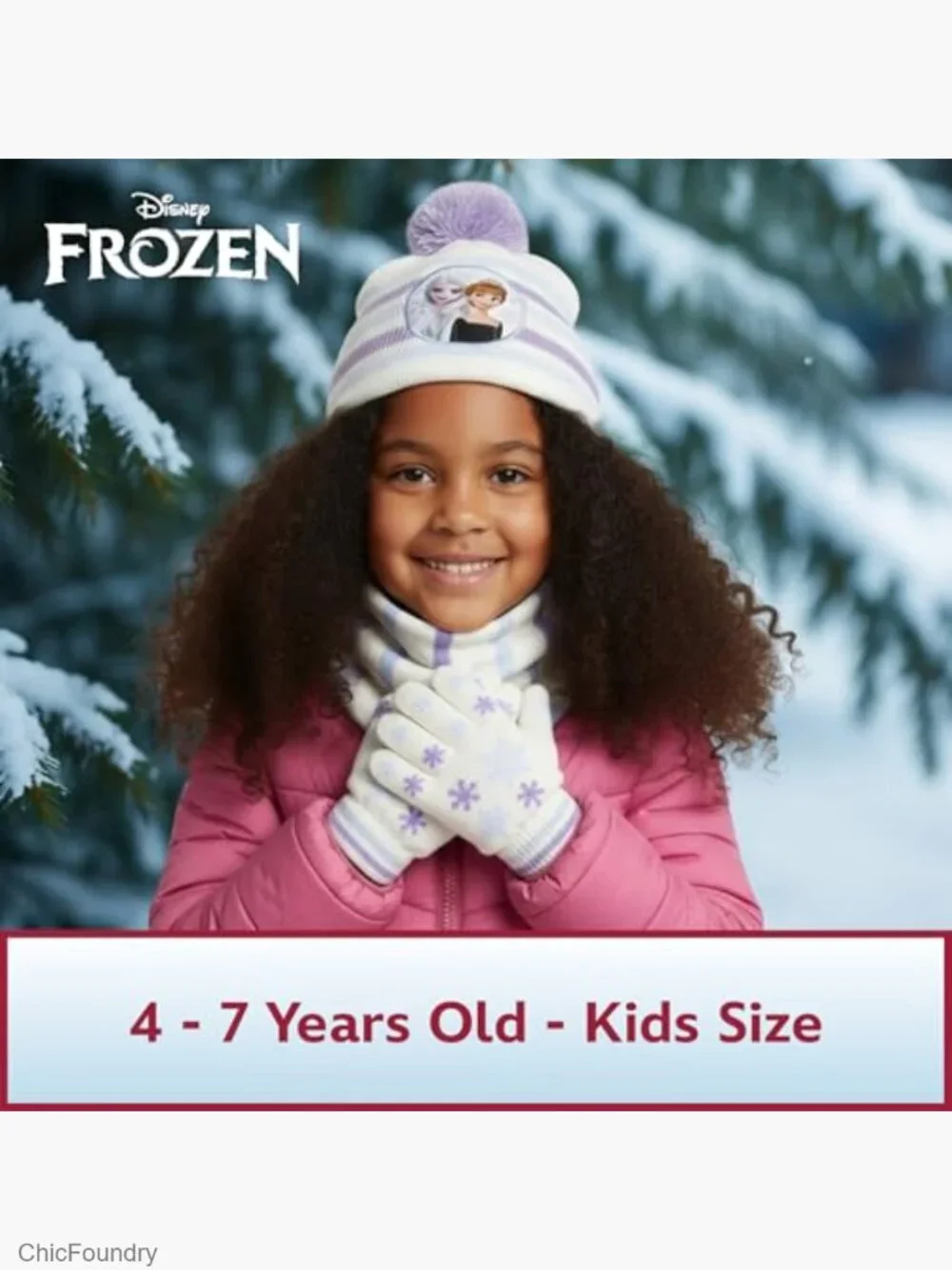 Frozen Girls Winter Hat Scarf Gloves Set 3pc